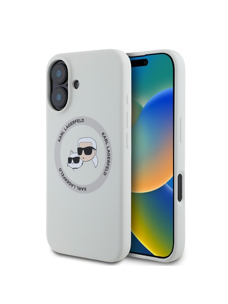 Karl Lagerfeld Karl Lagerfeld Tekutý Silikónový K&CH Heads MagSafe Zadný Kryt pre iPhone 16 Béžový