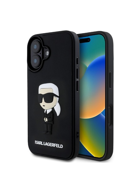 Karl Lagerfeld Karl Lagerfeld 3D Gumený Ikonik Zadný Kryt pre iPhone 16 Black