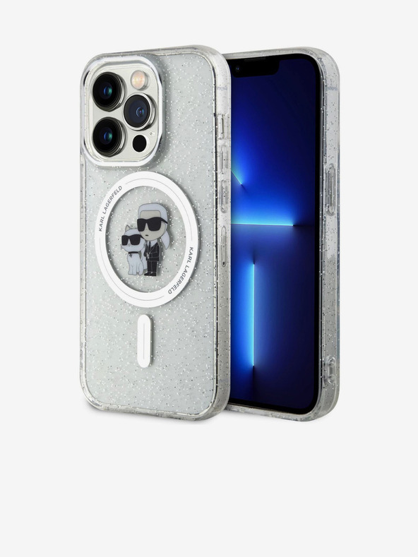Karl Lagerfeld Karl Lagerfeld IML Trblietavý Karl and Choupette MagSafe Zadný Kryt pre iPhone 15 Pro Transparent