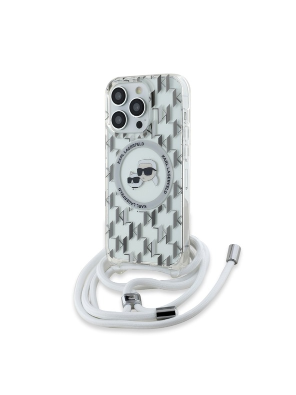 Karl Lagerfeld Karl Lagerfeld IML Monogram Crossbody K&CH Heads MagSafe Zadný Kryt pre iPhone 14 Pro Max Transparent