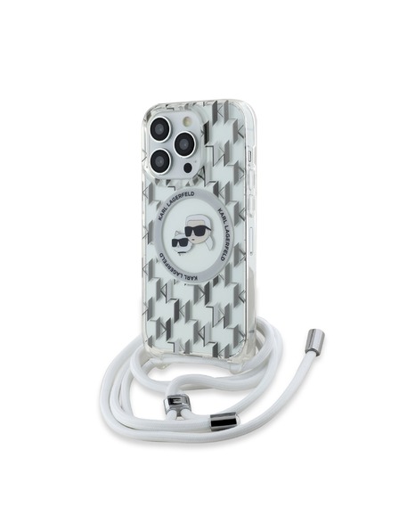 Karl Lagerfeld Karl Lagerfeld IML Monogram Crossbody K&CH Heads MagSafe Zadný Kryt pre iPhone 14 Pro Max Transparent