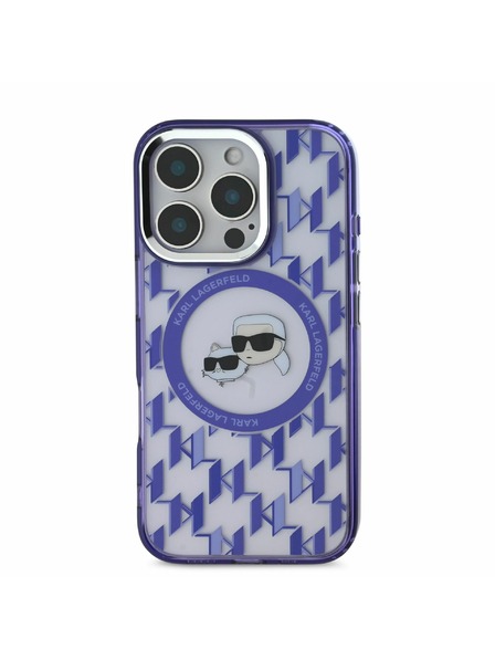 Karl Lagerfeld Karl Lagerfeld IML Monogram K&CH Heads MagSafe Zadný Kryt pre iPhone 16 Pro Purple