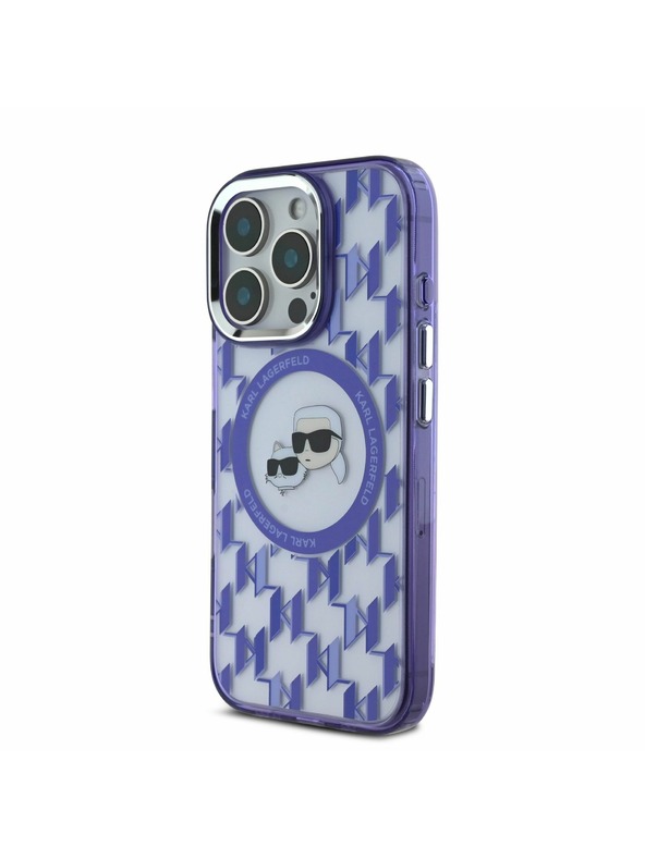 Karl Lagerfeld Karl Lagerfeld IML Monogram K&CH Heads MagSafe Zadný Kryt pre iPhone 16 Pro Purple