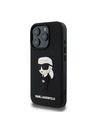 Karl Lagerfeld Karl Lagerfeld 3D Gumový Ikonik Zadný kryt pre iPhone 16 Pro Čierny