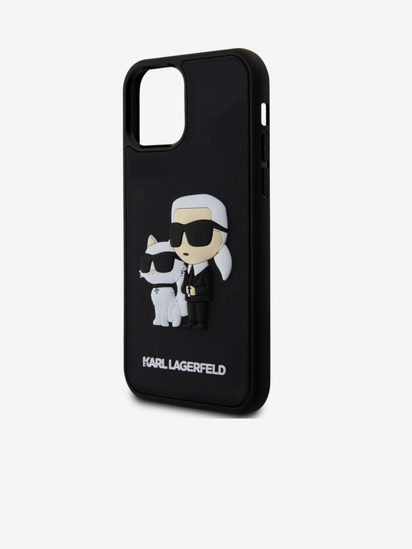 Karl Lagerfeld 3D Gumový Karl a Choupette Zadný kryt pre iPhone 12/12 Pro Čierny Karl Lagerfeld