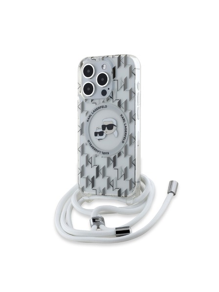 Karl Lagerfeld Karl Lagerfeld IML Monogram Crossbody K&CH Hlavy MagSafe Zadný kryt pre iPhone 15 Pro Priehľadný