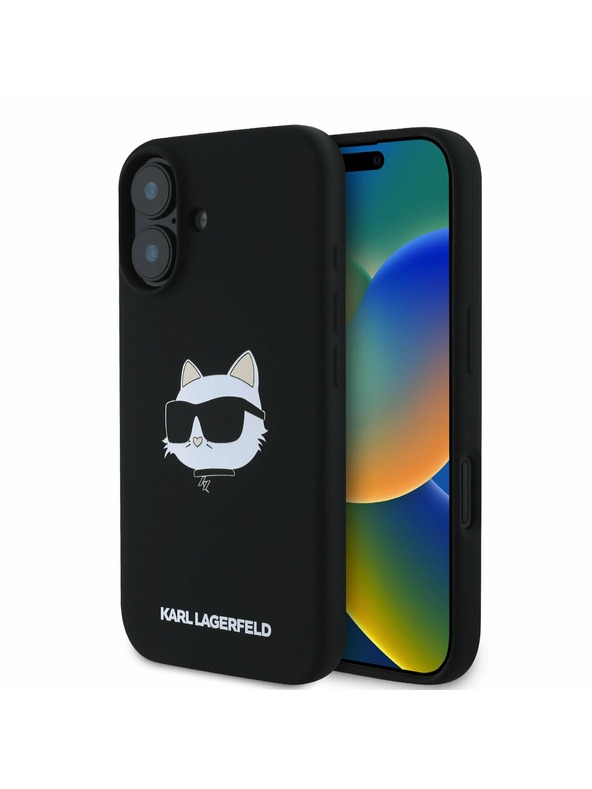 Karl Lagerfeld Karl Lagerfeld Kvapalný silikón Choupette Head MagSafe Zadný kryt pre iPhone 16 Čierny