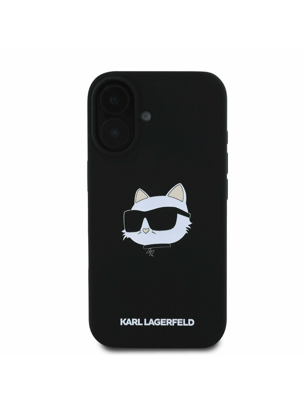 Karl Lagerfeld Karl Lagerfeld Kvapalný silikón Choupette Head MagSafe Zadný kryt pre iPhone 16 Čierny