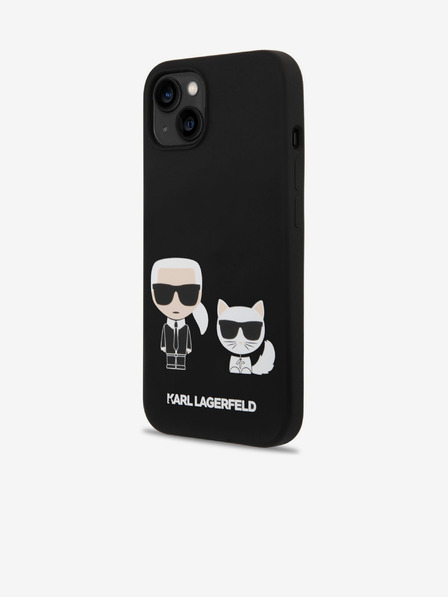 Karl Lagerfeld Karl Lagerfeld MagSafe Kompatibilný kryt Kvapalný silikón Karl a Choupette pre iPhone 14 Plus Čierny