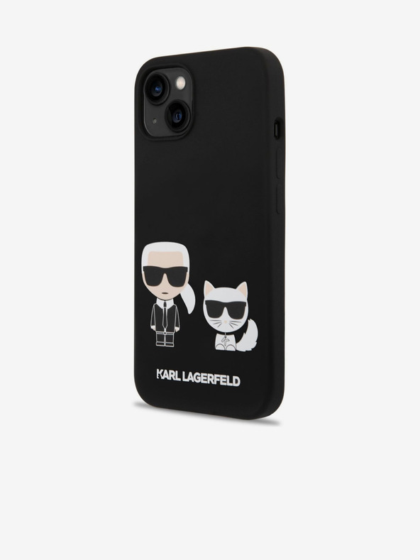 Karl Lagerfeld Karl Lagerfeld MagSafe Kompatibilný kryt Kvapalný silikón Karl a Choupette pre iPhone 14 Plus Čierny