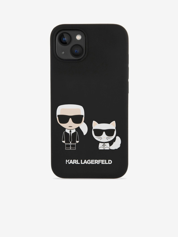 Karl Lagerfeld Karl Lagerfeld MagSafe Kompatibilný kryt Kvapalný silikón Karl a Choupette pre iPhone 14 Plus Čierny