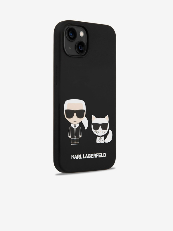 Karl Lagerfeld Karl Lagerfeld MagSafe Kompatibilný kryt Kvapalný silikón Karl a Choupette pre iPhone 14 Plus Čierny