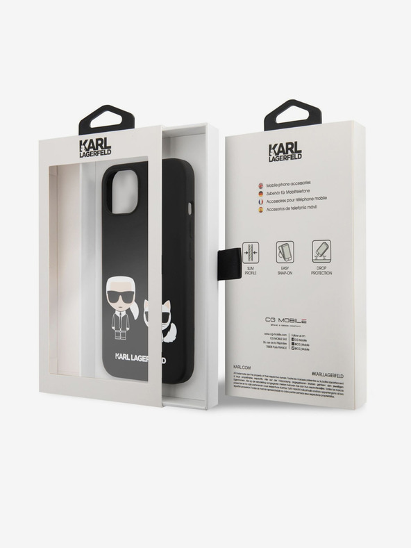 Karl Lagerfeld Karl Lagerfeld MagSafe Kompatibilný kryt Kvapalný silikón Karl a Choupette pre iPhone 14 Plus Čierny