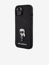 Karl Lagerfeld Karl Lagerfeld Fixný trblietavý kovový Ikonik Zadný kryt pre iPhone 15 Čierny