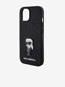 Karl Lagerfeld Karl Lagerfeld Fixný trblietavý kovový Ikonik Zadný kryt pre iPhone 15 Čierny