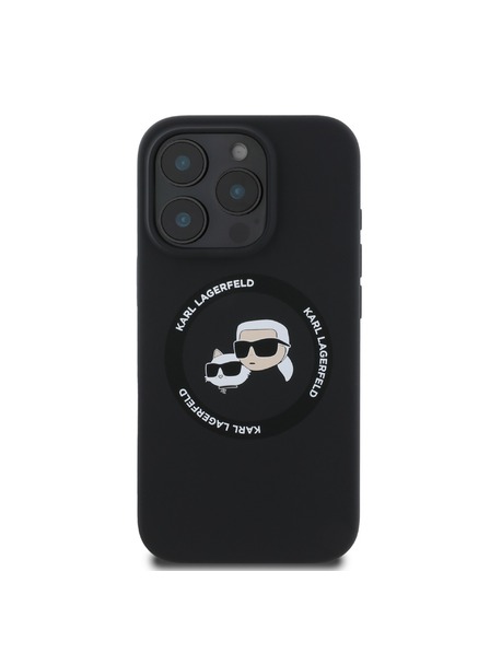 Karl Lagerfeld Karl Lagerfeld Kvapalný silikón K&CH Hlavy MagSafe Zadný kryt pre iPhone 16 Pro Max Čierny