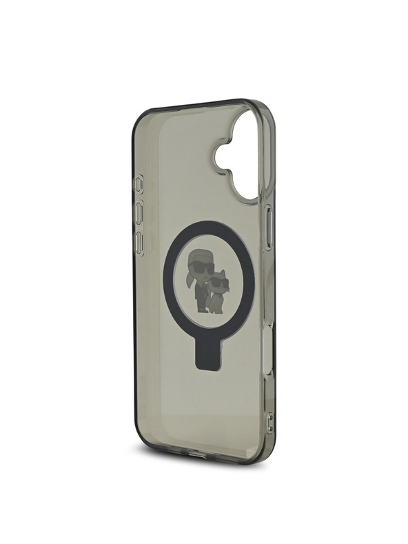 Karl Lagerfeld Karl Lagerfeld Stojanový Karl a Choupette MagSafe Zadný kryt pre iPhone 16 Plus Čierny