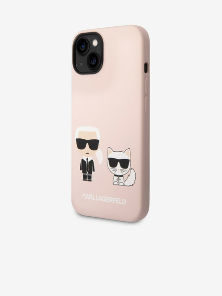 Karl Lagerfeld Karl Lagerfeld MagSafe Kompatibilný kryt Kvapalný silikón Karl a Choupette pre iPhone 14 Plus Ružový