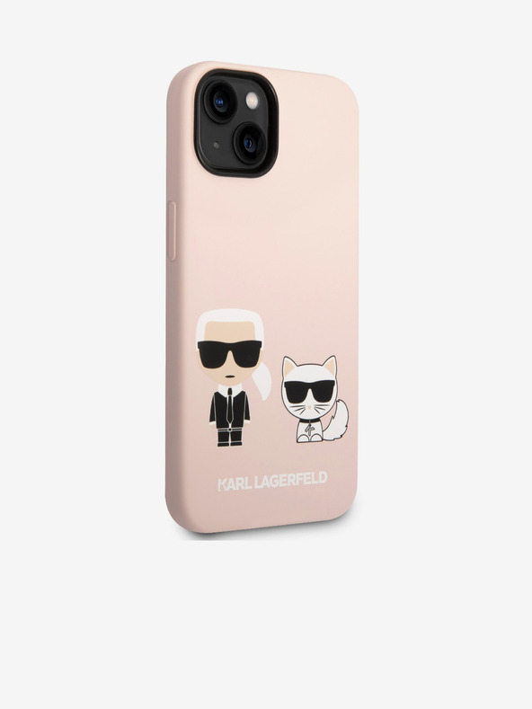 Karl Lagerfeld Karl Lagerfeld MagSafe Kompatibilný kryt Kvapalný silikón Karl a Choupette pre iPhone 14 Plus Ružový