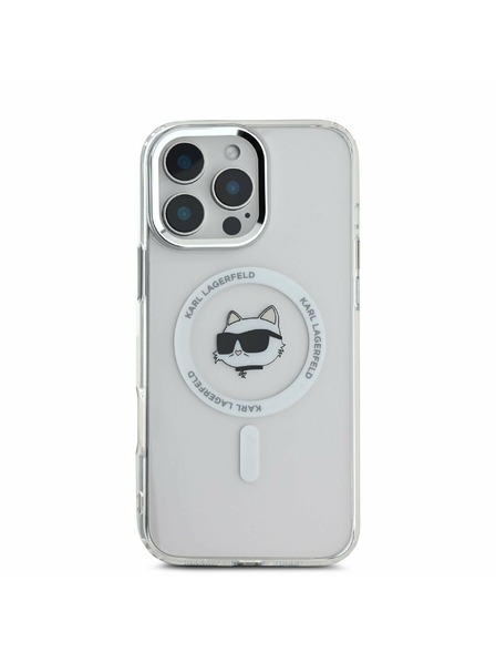 Karl Lagerfeld Karl Lagerfeld IML Hlava Choupette Kovový rám MagSafe Zadný kryt pre iPhone 16 Pro Max Priehľadný