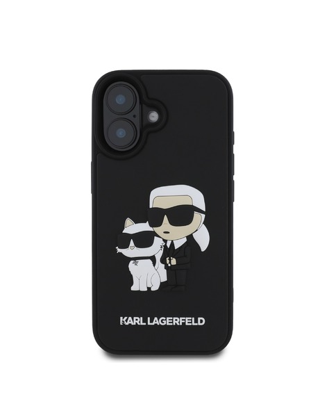 Karl Lagerfeld Karl Lagerfeld 3D Gumový Karl a Choupette Zadný kryt pre iPhone 16 Plus Čierny