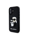 Karl Lagerfeld Karl Lagerfeld 3D Gumový Karl a Choupette Zadný kryt pre iPhone 16 Plus Čierny