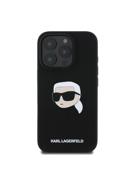 Karl Lagerfeld Karl Lagerfeld Kvapalný silikón Karl Head MagSafe Zadný kryt pre iPhone 16 Pro Max Čierny