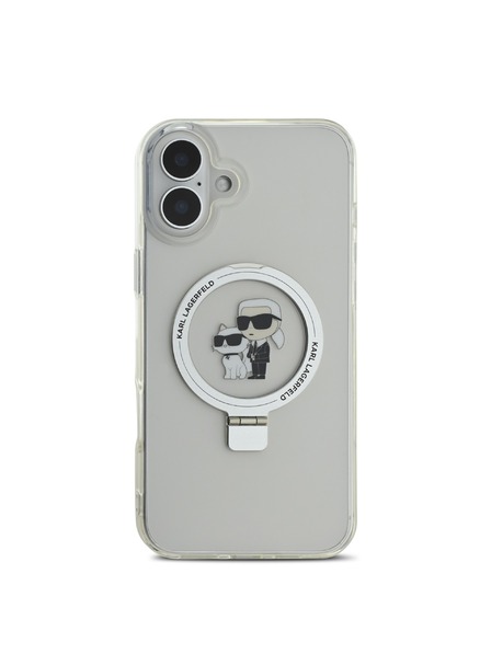 Karl Lagerfeld Karl Lagerfeld Stojanový Karl a Choupette MagSafe Zadný kryt pre iPhone 16 Plus Biely