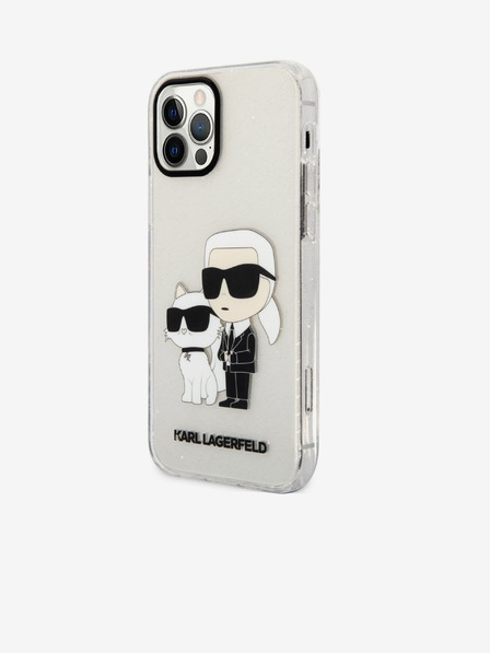 Karl Lagerfeld Karl Lagerfeld IML Trblietavý Karl a Choupette NFT Zadný kryt pre iPhone 12/12 Pro Priehľadný