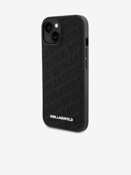 Karl Lagerfeld PU Prešívaný vzor Zadný kryt pre iPhone 15 Black Karl Lagerfeld