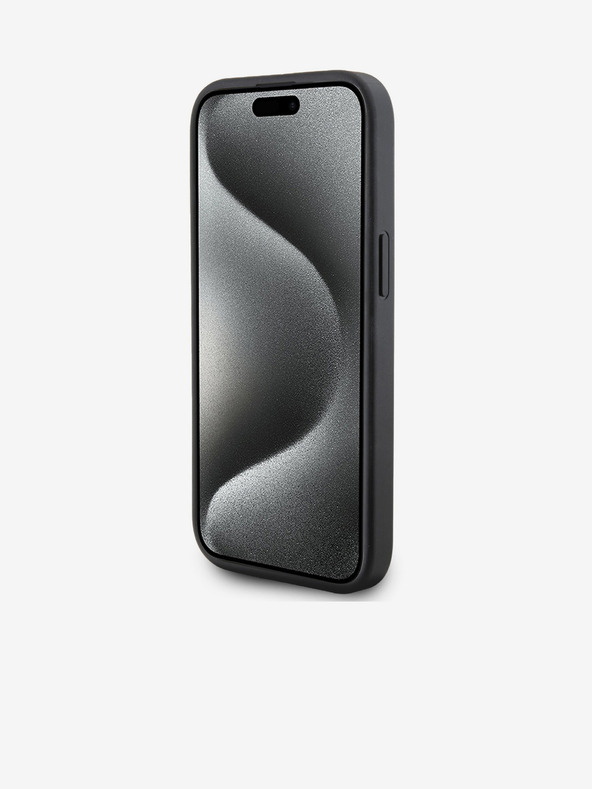 Karl Lagerfeld PU Prešívaný vzor Zadný kryt pre iPhone 15 Black Karl Lagerfeld