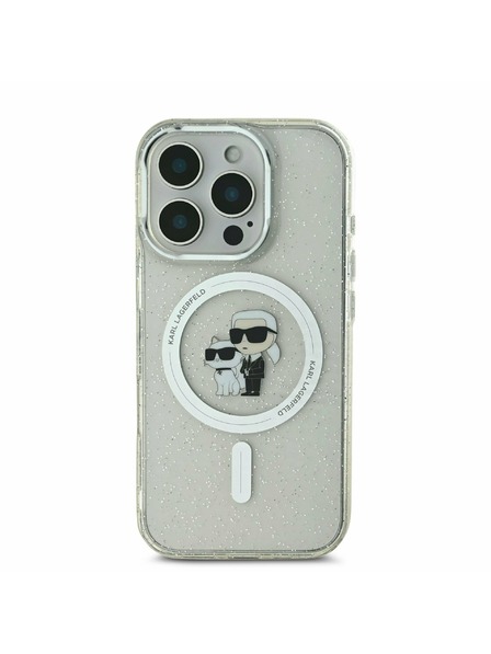 Karl Lagerfeld Karl Lagerfeld IML Trblietavý Karl a Choupette MagSafe Zadný kryt pre iPhone 16 Pro Max Transparentný