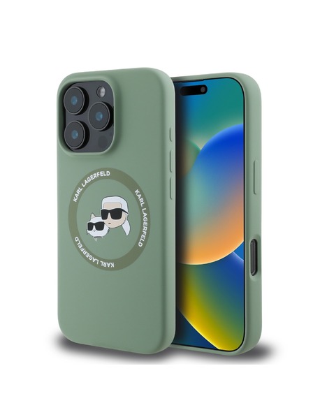 Karl Lagerfeld Karl Lagerfeld Liquid Silikónový K&CH Heads MagSafe Zadný kryt pre iPhone 16 Pro Khaki