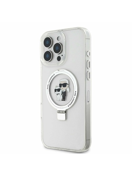 Karl Lagerfeld Karl Lagerfeld Ringstand Karl a Choupette MagSafe Zadný kryt pre iPhone 16 Pro Biely