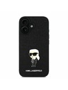 Karl Lagerfeld Karl Lagerfeld Fixný Trblietavý Kovový Ikonický Zadný kryt pre iPhone 16 Čierny