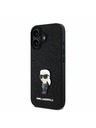 Karl Lagerfeld Karl Lagerfeld Fixný Trblietavý Kovový Ikonický Zadný kryt pre iPhone 16 Čierny