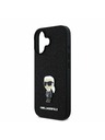 Karl Lagerfeld Karl Lagerfeld Fixný Trblietavý Kovový Ikonický Zadný kryt pre iPhone 16 Čierny
