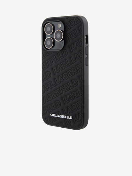 Karl Lagerfeld Karl Lagerfeld PU Prešívaný vzor Zadný kryt pre iPhone 15 Pro Čierny