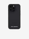 Karl Lagerfeld Karl Lagerfeld PU Prešívaný vzor Zadný kryt pre iPhone 15 Pro Čierny