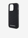 Karl Lagerfeld Karl Lagerfeld PU Prešívaný vzor Zadný kryt pre iPhone 15 Pro Čierny