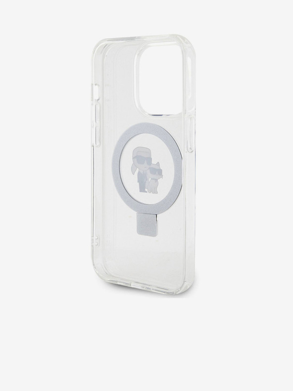 Karl Lagerfeld Ringstand Karl a Choupette MagSafe Zadný kryt pre iPhone 15 Pro Max Biely Karl Lagerfeld