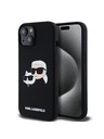 Karl Lagerfeld Liquid Silikónový Double Heads Magsafe Zadný kryt pre iPhone 15 Čierny Karl Lagerfeld