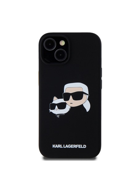 Karl Lagerfeld Liquid Silikónový Double Heads Magsafe Zadný kryt pre iPhone 15 Čierny Karl Lagerfeld