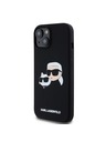 Karl Lagerfeld Liquid Silikónový Double Heads Magsafe Zadný kryt pre iPhone 15 Čierny Karl Lagerfeld