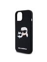 Karl Lagerfeld Liquid Silikónový Double Heads Magsafe Zadný kryt pre iPhone 15 Čierny Karl Lagerfeld
