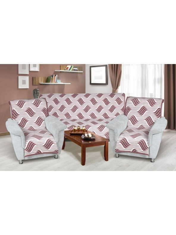 Bellatex Vzorované prehozy na sedacie súpravy 3+1+1 vlna bordová