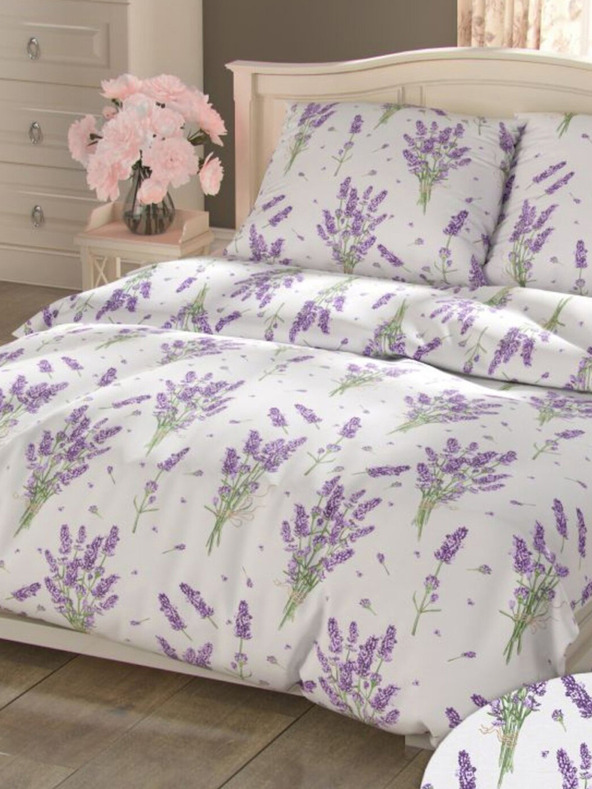 Kvalitex Francúzske predĺžené bavlnené posteľné obliečky PROVENCE COLLECTION 240x220, 70x90cm LEVANDUĽA fialová