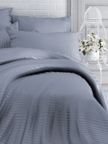 Kvalitex Francúzske saténové prestieradlo s prúžkom 1+2, 240x220, 70x90cm Tmavo šedá