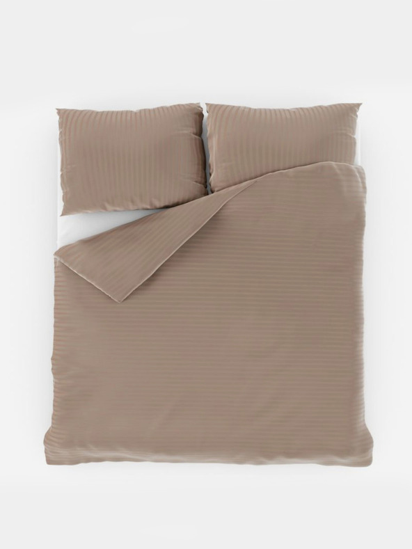 Kvalitex Saténová posteľná bielizeň s pruhom 140x200, 70x90cm béžová Kvalitex