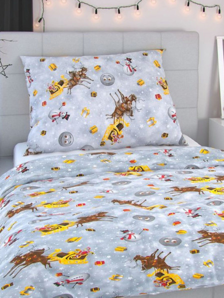 Kvalitex Vianočná posteľná bielizeň 140x220, 70x90cm SNOWFLIES sivá